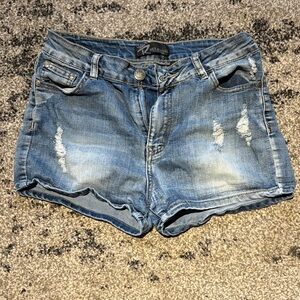 Light Blue Distressed Denim Shorts